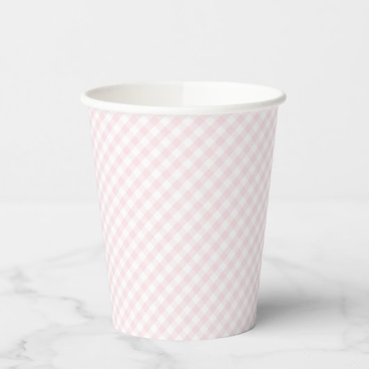 Pink Gingham einfache Baby Dusche Papiertücher Pappbecher (Links)