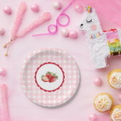 Pink Gingham-Erdbeerthema Pappteller (Party)