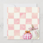 Pink Gingham Fall Pumpkin Girl Baby Dusche Dankeskarte (Rückseite)
