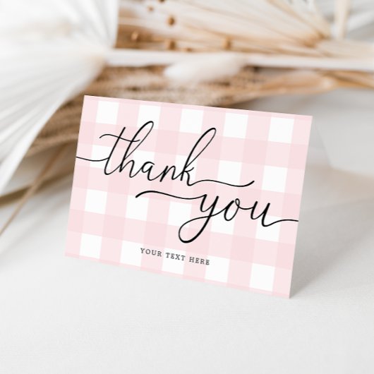 Pink Gingham Faltschachtel Danke Karte