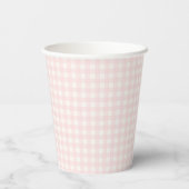 Pink Gingham Farbige Mädchen Geburtstagsfeier Pappbecher (Rückseite)