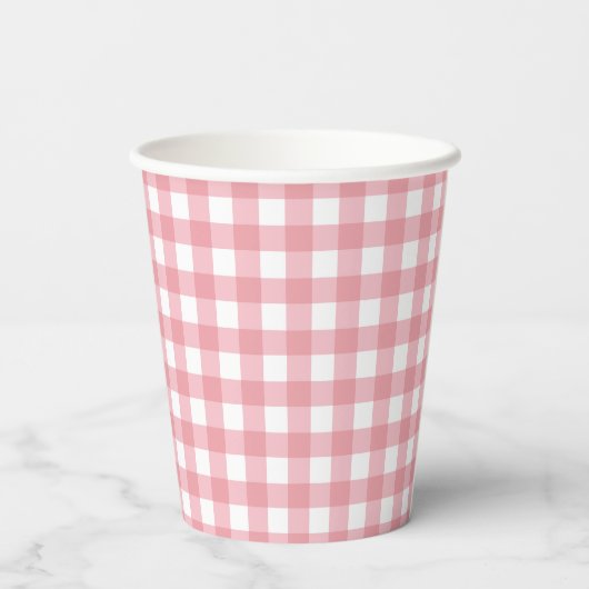 Pink Gingham Farm Birthday Pappbecher (Rückseite)