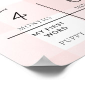 Pink Gingham First Birthday Foto Milestone Poster (Ecke)
