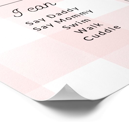 Pink Gingham First Birthday Milestone Timeline Poster (Ecke)