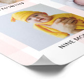 Pink Gingham First Birthday Photo Timeline Poster (Ecke)