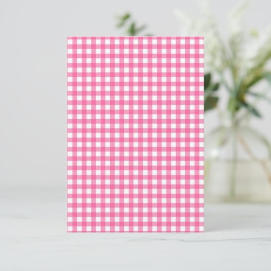 Pink Gingham Flat Card (Stehend Vorderseite)