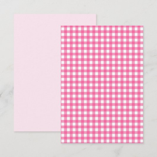 Pink Gingham Flat Card (Vorne/Hinten)