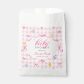 Pink Gingham Floral Bow Baby Shower Favor Bags Geschenktütchen (Vorderseite)