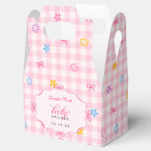 Pink Gingham Floral Bow Baby Shower Favor Boxes Geschenkschachtel (Geöffnet)