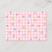 Pink Gingham Floral Bow Diaper Raffle Insert Card (Rückseite)