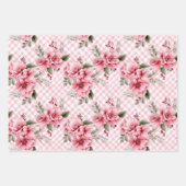 Pink Gingham Floral Christmas Berries Geschenkpapier Set (Vorderseite 3)