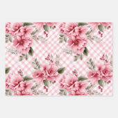 Pink Gingham Floral Christmas Berries Geschenkpapier Set (Vorderseite 2)