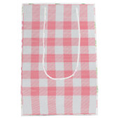 Pink Gingham Floral Niedlich Kariert Girl Hübsch Mittlere Geschenktüte (Rückseite)