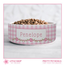 Pink Gingham Floral Personalisiert Pet