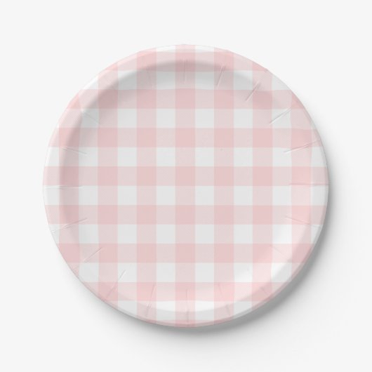 Pink Gingham für Ostern Bunny & Egg Papierplatte Pappteller (Vorderseite)
