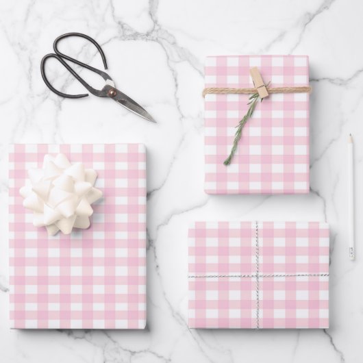 Pink Gingham Geschenkpapier Set (Vorderseite)