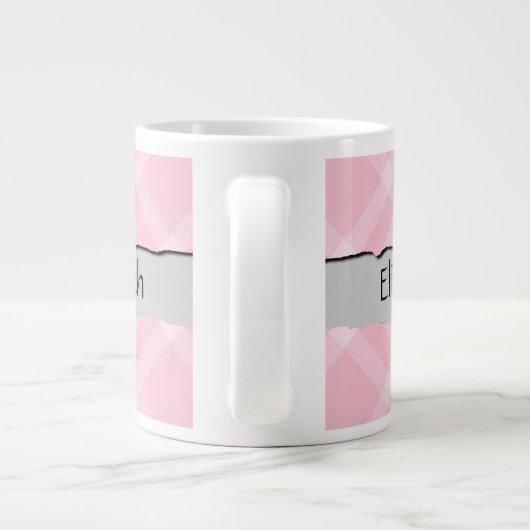Pink Gingham, Gingham Pattern, Ihr Name Jumbo-Tasse (Rückseite)