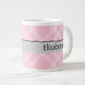Pink Gingham, Gingham Pattern, Ihr Name Jumbo-Tasse (Vorderseite Rechts)