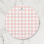 Pink Gingham Girl Baby Dusche Geschenkanhänger (Rückseite)