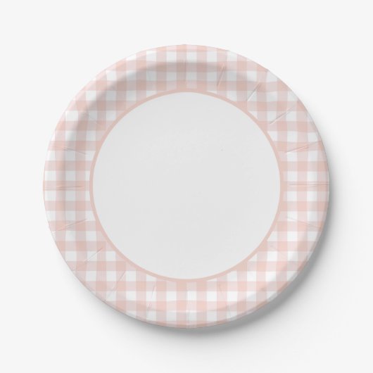 Pink Gingham Girl Baby Dusche Pappteller (Vorderseite)