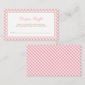 Pink Gingham Girl Baby Duwer Diaper Raffle Begleitkarte (Vorne/Hinten)