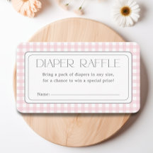 Pink Gingham Girl Baby Duwer Diaper Raffle