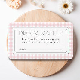 Pink Gingham Girl Baby Duwer Diaper Raffle Begleitkarte