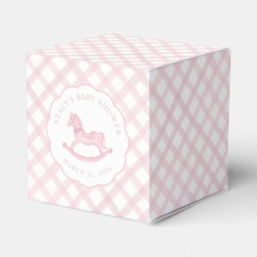 Pink Gingham Girl Baby Showbox Geschenkschachtel (Rückseite)
