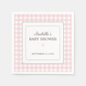 Pink Gingham Girl Babydusche Papier Napkin Serviette (Vorderseite)