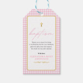 Pink Gingham Girl Baptism - Danke, dass du gekomme Geschenkanhänger (Vorderseite)