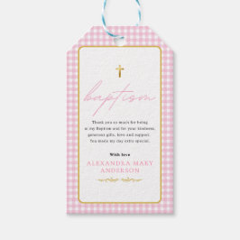 Pink Gingham Girl Baptism - Danke, dass du gekomme Geschenkanhänger