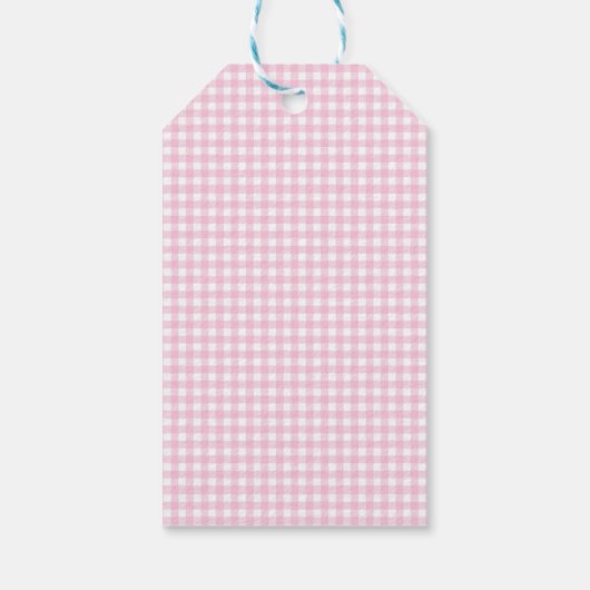 Pink Gingham Girl Baptism - Danke, dass du gekomme Geschenkanhänger (Rückseite)
