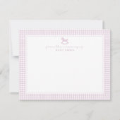 Pink Gingham Girl Nursery Note Card Ankündigung (Vorderseite)