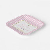 Pink Gingham Girl Taufe Modernes Minimalistisches  Pappteller (Gewinkelt)
