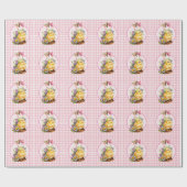 Pink Gingham Girls Birthday Geschenkpapier (Flach)