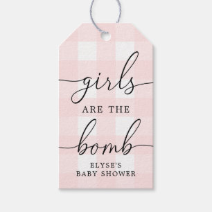 Pink Gingham Girls sind die Bombenfavorit-Tag Geschenkanhänger
