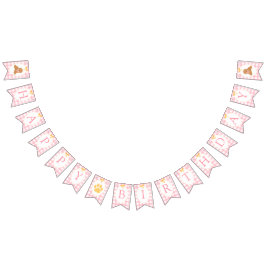 Pink Gingham Golden Doodle Birthday Wimpelkette