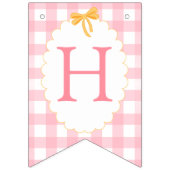 Pink Gingham Golden Doodle Birthday Wimpelkette (Zweite Fahne)