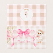 Pink Gingham Goose Baby Shower Folded Thank You  (Außenseite Aufgefaltet)