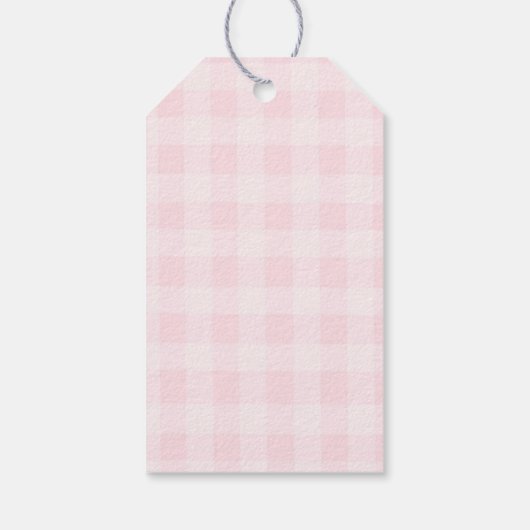 Pink Gingham Goose Birthday party Geschenkanhänger (Rückseite)