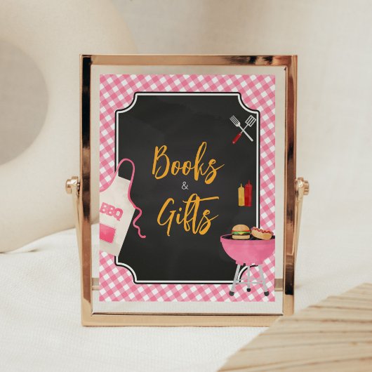 Pink Gingham GRILLEN Baby Duschbücher und Geschenk Poster