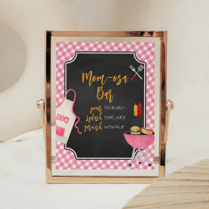 Pink Gingham GRILLEN Baby Dusche Mama Osa Bar Poster