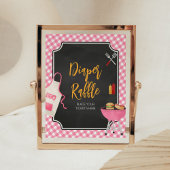 Pink Gingham GRILLEN Baby Duwer Diaper Raffle Poster