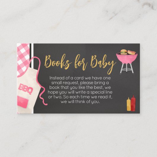 Pink Gingham GRILLEN Baby Shower Books for Baby Begleitkarte (Vorderseite)