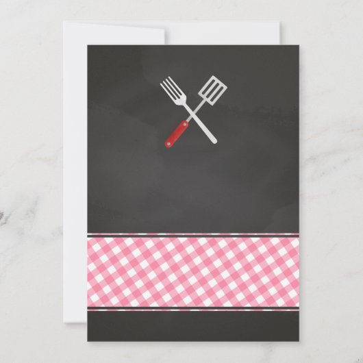 Pink Gingham GRILLEN Baby Shower Einladung (Rückseite)