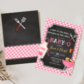 Pink Gingham GRILLEN Baby Shower Einladung