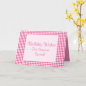 Pink Gingham Grußkarte Karte (Gelbe Blume)