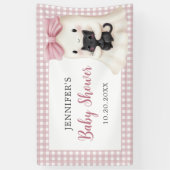 Pink Gingham Halloween Ghost Girl Baby Dusche Banner (Vertikal)