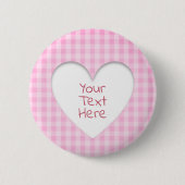 Pink Gingham Heart Button (Vorderseite)