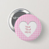 Pink Gingham Heart Button (Vorne & Hinten)